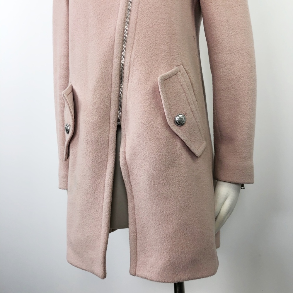 Rebecca Taylor Wool Pink Leopard Fur Collar Coat 0 - Picture 7 of 8
